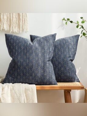 MIULEE Pack of 2 Decorative Burlap Linen Throw Pillow Covers Farmhouse 20x20